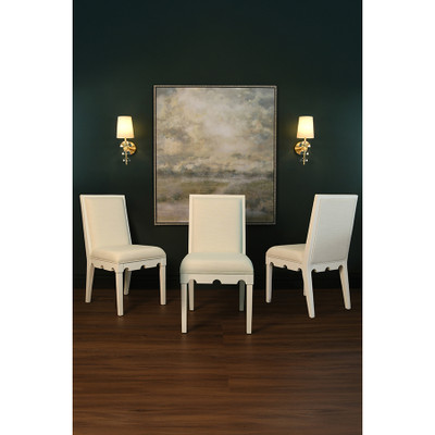 Worlds Away Lanister Dining Chair - Matte White Lacquer