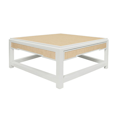 Worlds Away Locklin Coffee Table - Matte White Lacquer