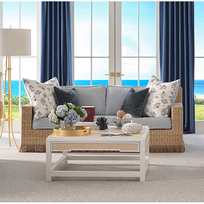 Worlds Away Locklin Coffee Table - Matte White Lacquer