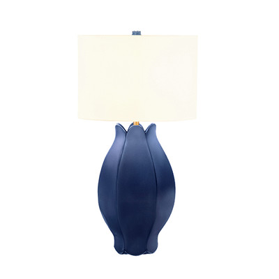 Worlds Away Mae Table Lamp - Matte Navy Glaze