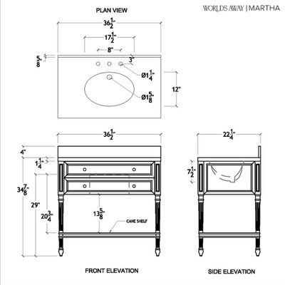 Worlds Away Martha Bath Vanity - White