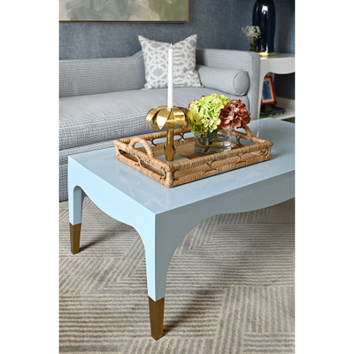 Worlds Away Medina Coffee Table - Light Blue Lacquer