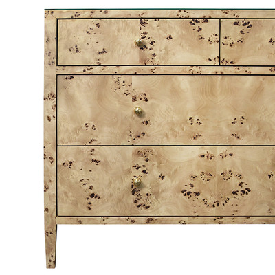 Worlds Away Michelle Chest - Burl Wood