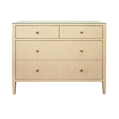 Worlds Away Michelle Chest - Natural Grasscloth