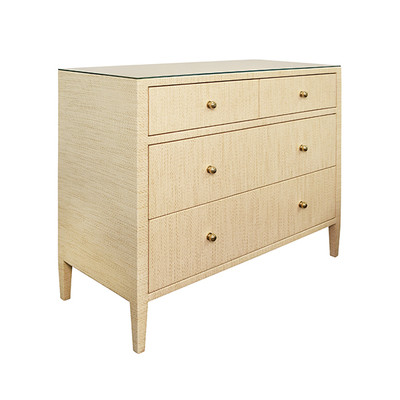 Worlds Away Michelle Chest - Natural Grasscloth