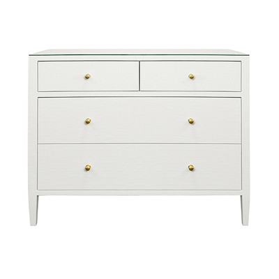 Worlds Away Michelle Chest - Textured White Linen