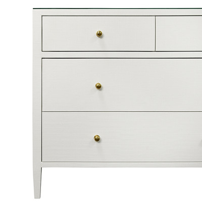 Worlds Away Michelle Chest - Textured White Linen