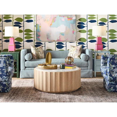 Worlds Away Moore Coffee Table - Cerused Oak