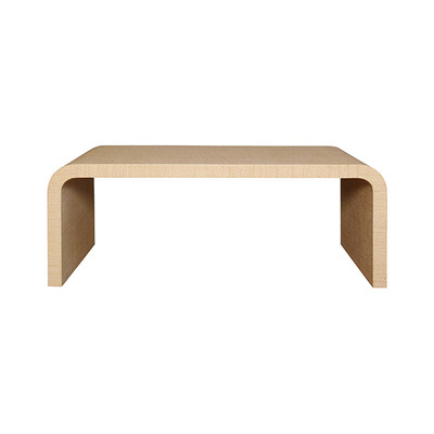 Worlds Away Newbury Coffee Table - Natural Grasscloth