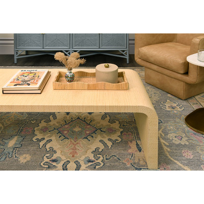 Worlds Away Newbury Coffee Table - Natural Grasscloth