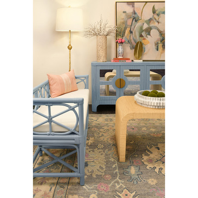 Worlds Away Newbury Coffee Table - Natural Grasscloth