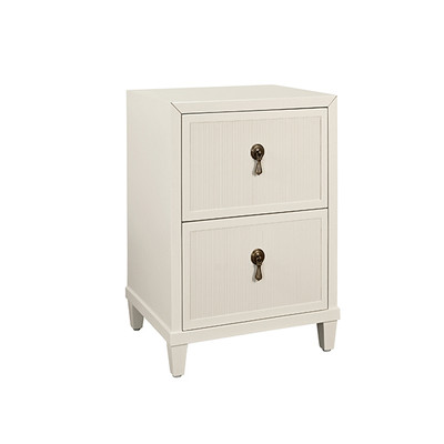 Worlds Away Novalie Side Table - Matte Antique White Lacquer