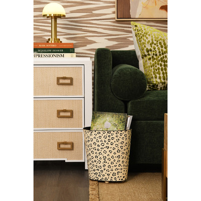 Worlds Away Oval Cheetah Pattern Wastebasket