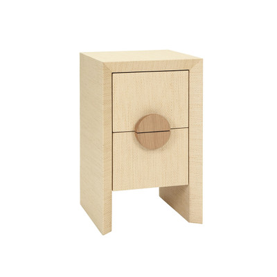 Worlds Away Parker Side Table - Natural Grasscloth