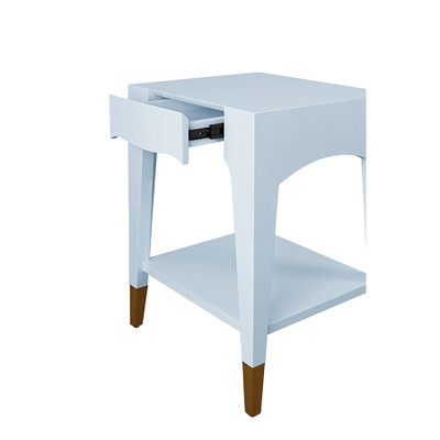 Worlds Away Patti Side Table - Light Blue Lacquer