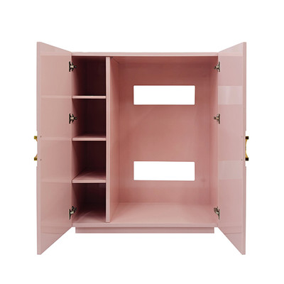 Worlds Away Poppy Cabinet - Pink Lacquer