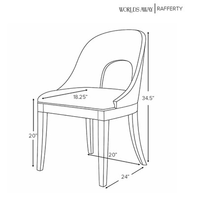Worlds Away Rafferty Dining Chair - Dark Burl Wood