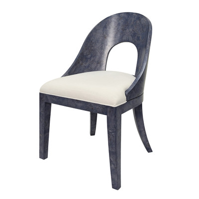 Worlds Away Rafferty Dining Chair - Navy Burl Wood