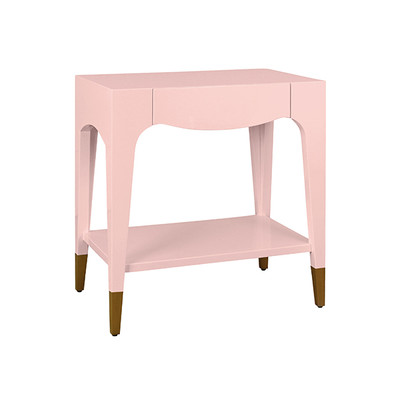 Worlds Away Ronny Side Table - Pink Lacquer
