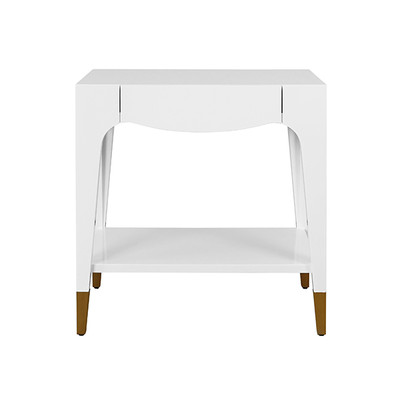 Worlds Away Ronny Side Table - White Lacquer