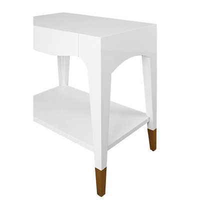 Worlds Away Ronny Side Table - White Lacquer