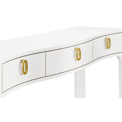 Worlds Away Sabrina Console Table - Textured White Linen