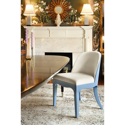 Worlds Away Sadie Dining Chair - Textured Light Blue Linen