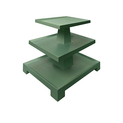 Worlds Away Tatiana Side Table - Textured Green Linen