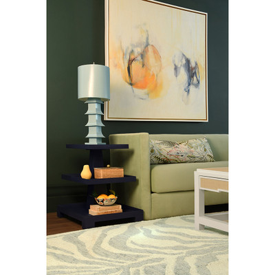 Worlds Away Tatiana Side Table - Textured Navy Linen