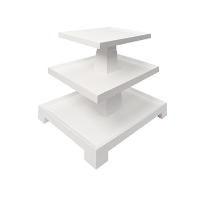 Worlds Away Tatiana Side Table - Textured White Linen