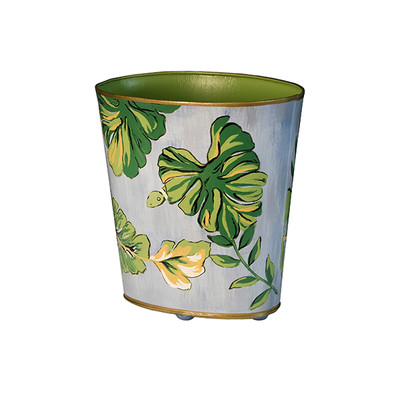 Worlds Away Tropical Leaf & Snake Wastebasket