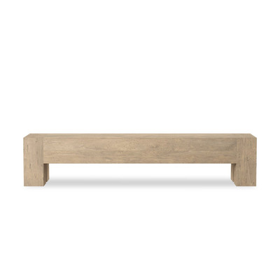 Four Hands Abaso Large Accent Bench - Whitewash Rustic Wormwood Oak
