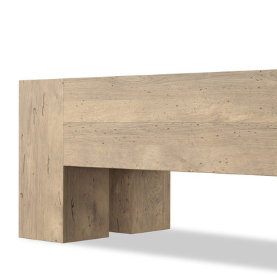 Four Hands Abaso Large Accent Bench - Whitewash Rustic Wormwood Oak