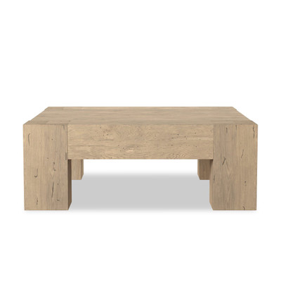 Four Hands Abaso Small Square Coffee Table - Whitewash Rustic Wormwood Oak