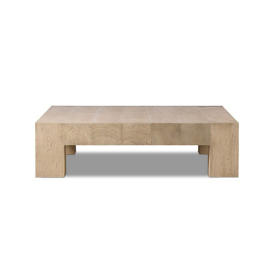 Four Hands Abaso Coffee Table - 55'' - Whitewash Rustic Wormwood Oak