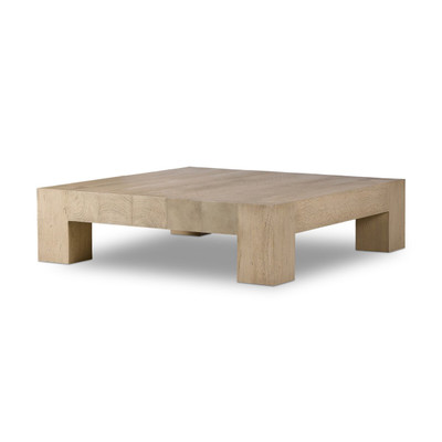 Four Hands Abaso Coffee Table - 55'' - Whitewash Rustic Wormwood Oak