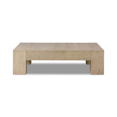 Four Hands Abaso Coffee Table - 55'' - Whitewash Rustic Wormwood Oak