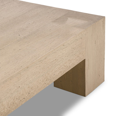 Four Hands Abaso Coffee Table - 55'' - Whitewash Rustic Wormwood Oak