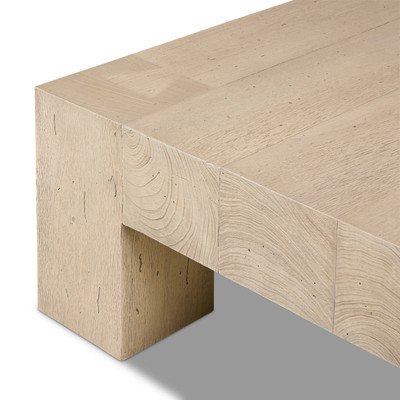 Four Hands Abaso Coffee Table - 55'' - Whitewash Rustic Wormwood Oak