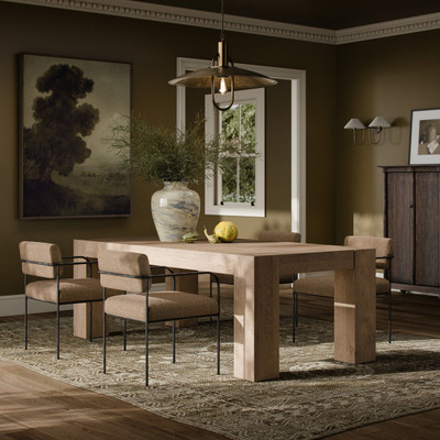 Four Hands Abaso Dining Table 86" - Whitewash Rustic Wormwood Oak