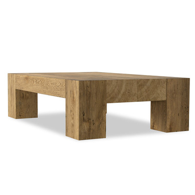 Four Hands Abaso Rectangle Coffee Table - 55" - Rustic Wormwood Oak