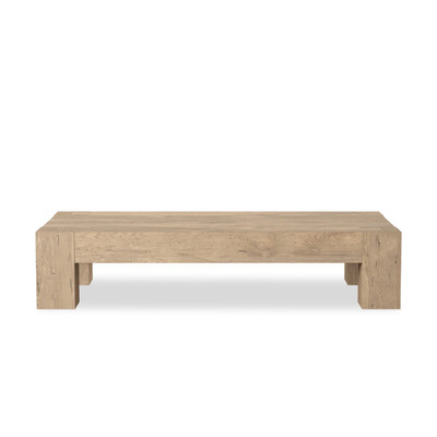 Four Hands Abaso Rectangular Coffee Table - Whitewash Rustic Wormwood Oak