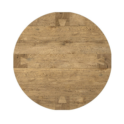 Four Hands Abaso Round Coffee Table 42" - Rustic Wormwood Oak