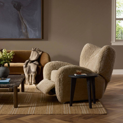 Four Hands Amelie Swivel Recliner - Beige Shearling