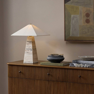 Four Hands Andros Table Lamp - White Travertine