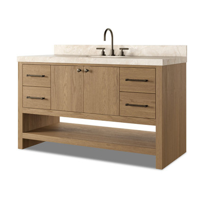Four Hands Anthem Single Wide Vanity - Satin Light Wash Oak