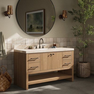 Four Hands Anthem Single Wide Vanity - Satin Light Wash Oak