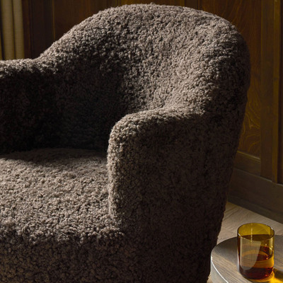 Four Hands Aurora Swivel Chair - Cocoa Shearling