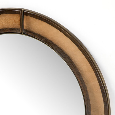 Four Hands Ayano Small Round Mirror - Smoked Brown Cast Glass