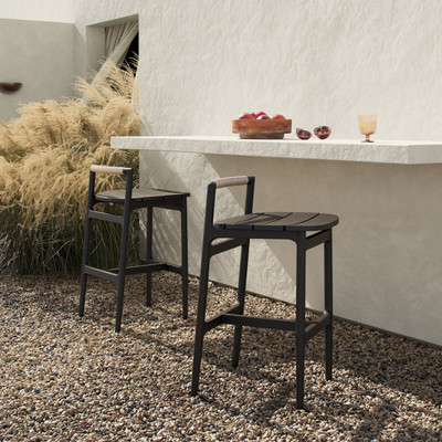 Four Hands Baden Outdoor Metal Stool - Vintage White - Bar